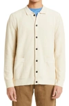 Sunspel Cutaway-collar Buttoned Cotton-knit Jacket In Ecru