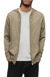 Allsaints Mode Merino Wool Embroidered Logo Regular Fit Full Zip Hoodie In Ash Green Marl