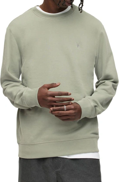 Allsaints Raven Slim Fit Crewneck Sweatshirt In Dark Sage Green