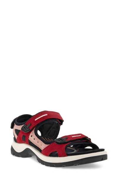 Ecco Yucatan Sandal In Chili Red/ Damask Rose