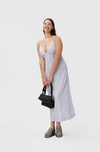 Ganni Floral Jacquard Midi Slip Dress In Cosmic Sky