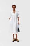 Ganni Poplin Midi Dress Bright White Size 22 In Bright White