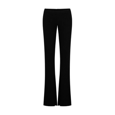 Versace Ribbed Flared Trousers In Black