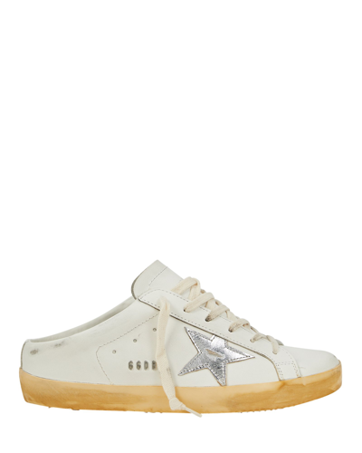 Golden Goose Superstar Sabot Distressed Leather Slip-on Sneakers In White