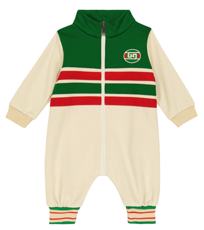 Gucci Babies' Kids Cotton Striped Playsuit (0-18 Months) In Multicoloured