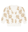 Monnalisa Embroidered-rose Cardigan In White