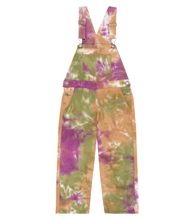 Molo Kids' Girls Tie-dye Dungaree Shorts In Purple