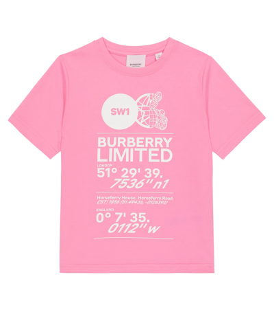 Burberry Kids' Girls Pink Cotton Logo T-shirt In Bubblegum Pink