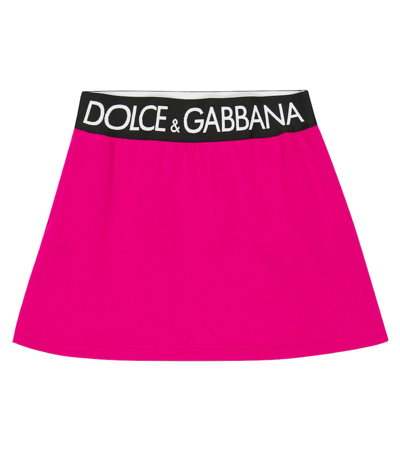 Dolce & Gabbana Kids' Logo Cotton Skirt In Ciclamino