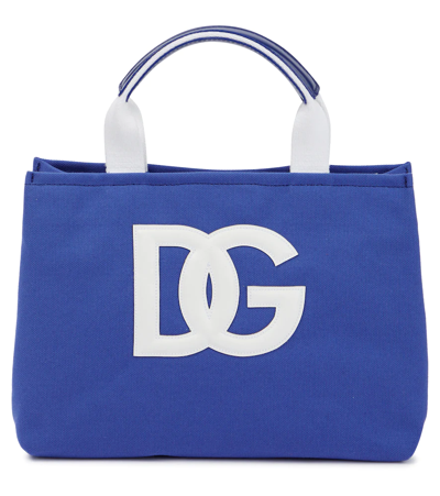 Dolce & Gabbana Kids' Girls Dg Logo Canvas Bag In Blue