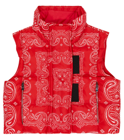 Givenchy Kids Red Down Bandana Vest In Bright Red