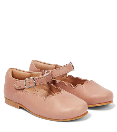 Petit Nord Kids' Leather Ballet Flats In Old Rose