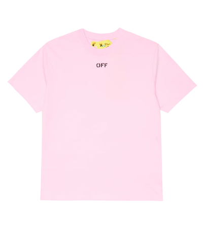 Off-white Kids' Off Logo Printed Cotton Jersey T-shirt In Розовый