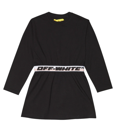 Off-white Kids' Logo-belt Mini Dress (4-12 Years) In Black