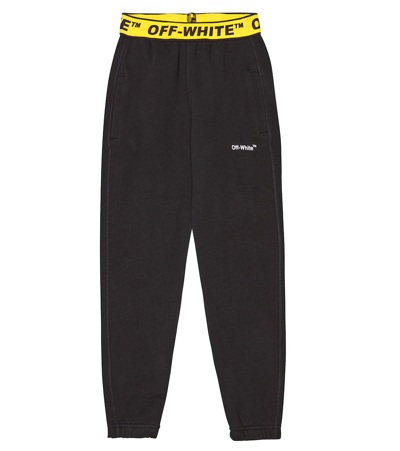 Off-white Kids' Branded Cotton-jersey Jogging Bottoms 4-12 Years In Black