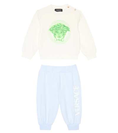 Versace Baby Boy's 2-piece Felpa + St. Medusa Logo Tracksuit In White Blue