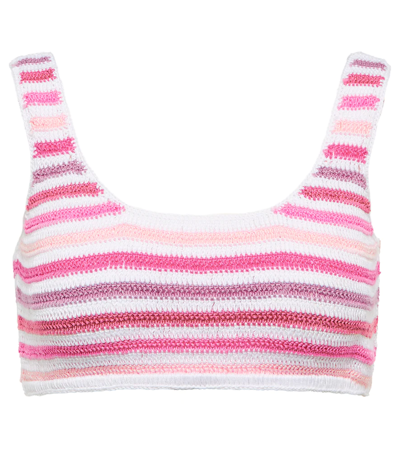 Anna Kosturova Striped Crochet Crop Top In Summer Stripe