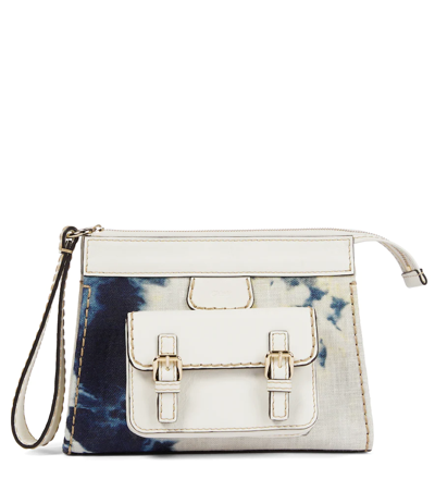 Chloé Edith Tie-dye Linen Clutch In Multicoloured