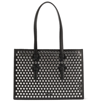 Alaïa Mina Small Perforated Leather Tote Bag In Black