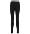 Dolce & Gabbana Dolce Elstic Waist Logo Cttn Leggings Bl In Nero