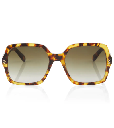 Stella Mccartney Tortoiseshell Square Sunglasses In Dark Havana / Brown