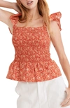 MADEWELL LUCIE FLORAL SMOCKED PEPLUM TOP
