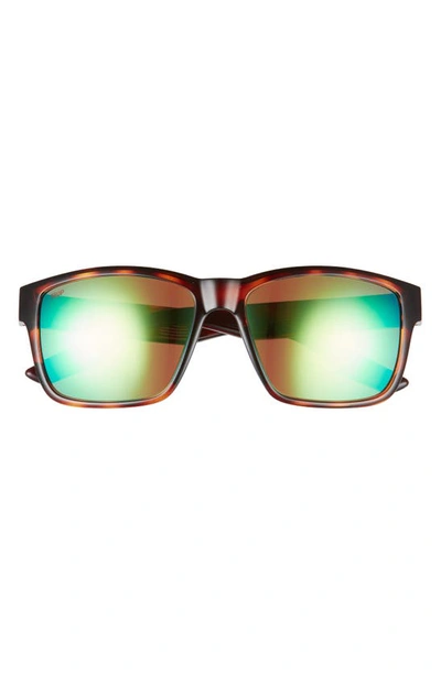 Costa Del Mar Square Polarized Sunglasses In Tortoise/ Green Mirror