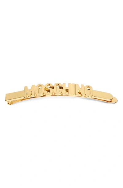 Moschino Logo-plaque Gold-toned Brass Hair Clip