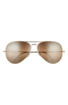 Ray Ban 62mm Polarized Oversize Pilot Sunglasses In Black Blue/ Clear Blue