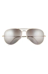 Ray Ban 62mm Polarized Oversize Pilot Sunglasses In Brown On Grey/ Brown