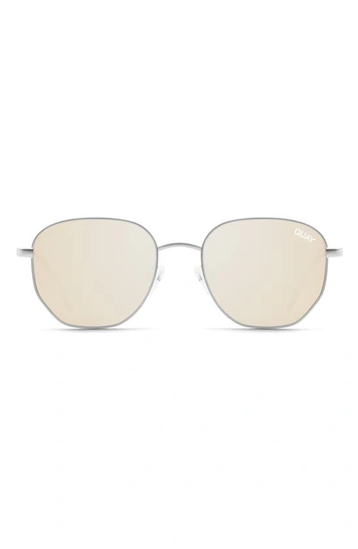 Quay Big Time 47mm Polarized Round Sunglasses In Silver,gold Polarized
