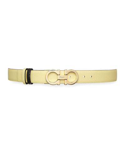 Ferragamo Reversible Leather Gancini Belt In Technicolor