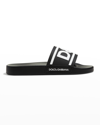 Dolce & Gabbana Black Beachwear Logo Slides In White/blck