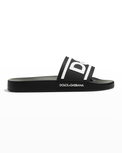 DOLCE & GABBANA MEN'S LOGO POOL SLIDES