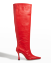 Staud Red Cami 100 Leather Knee-high Boots In Cherry