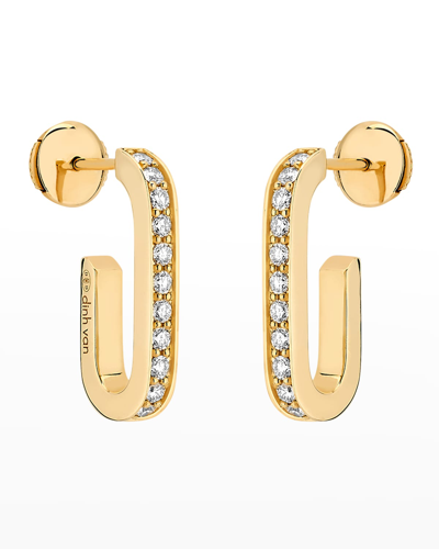DINH VAN YELLOW GOLD MAILLION LARGE DIAMOND LINK EARRINGS