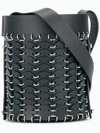 Rabanne Iconic Small Sleek Calf Brass Link Chain Shoulder Bag In Black