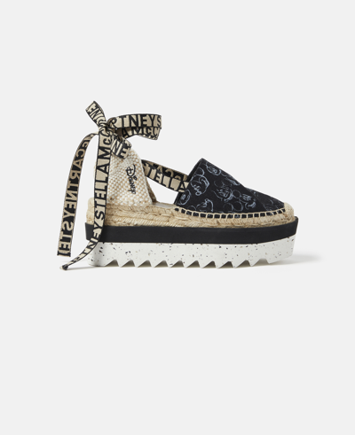 Stella Mccartney X Disney Fantasia Mickey Gaia Platform Espadrilles In Black White Beige