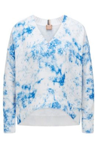 Hugo Boss Organic-cotton Sweater With Tie-dye Print- Patterned Women's Sweaters Size L