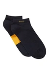 Hugo Boss Two-pack Of Ankle Socks In A Cotton Blend In Dark Blue