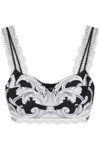 VERSACE VERSACE SILVER BAROQUE SILK BRALETTE TOP