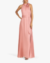 Sachin & Babi Kayla Tie High Neck Gown In Rouge