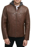 Levi's® Faux Leather Hooded Moto Racer Jacket In Saddle
