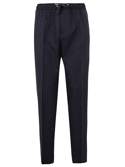 Versace Informal Pant With Greek Signature In Blue