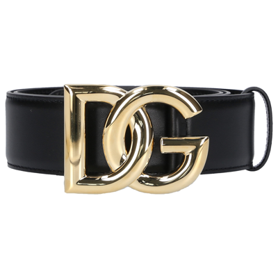 Dolce & Gabbana Belt Dg  Calfskin In Black