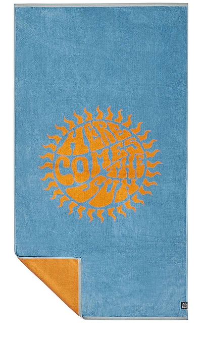 Slowtide Here Comes The Sun Premium Woven Towel In Blue