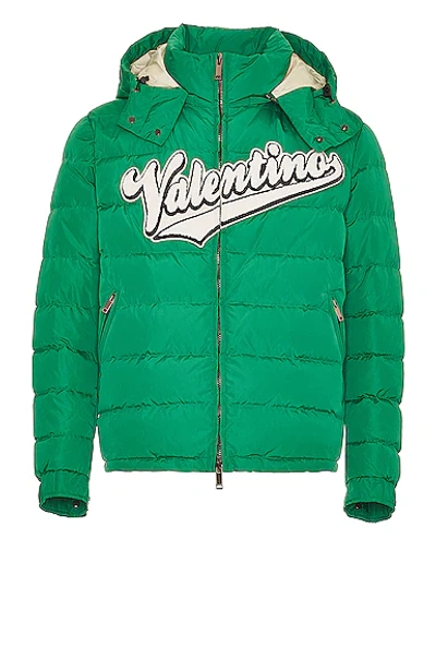 Valentino Green Embroidered Bouclé Down Jacket