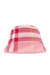 Burberry Pink Tartan Print Bucket Hat In Pink Check
