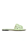 Bottega Veneta Lido Metallic Woven Flat Sandals In Pistachio