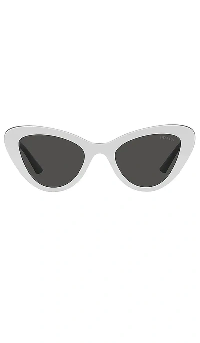 Prada Bicolor Acetate Cat-eye Sunglasses In White